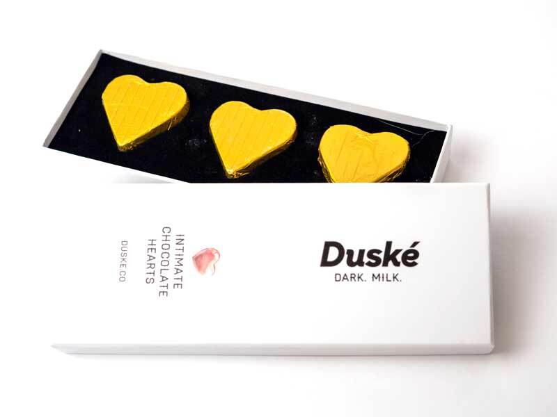 Duske Chocolate – Premium Heart-Shaped Dark & Milk Duo (3 Pieces Box)