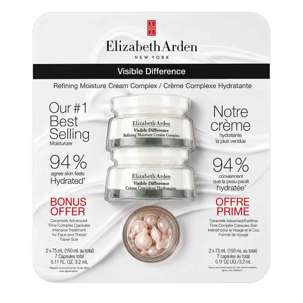 Elizabeth Arden Visible Difference Moisturizing Cream Complex Duo Set 2 x 75ml with Ceramide Capsules
