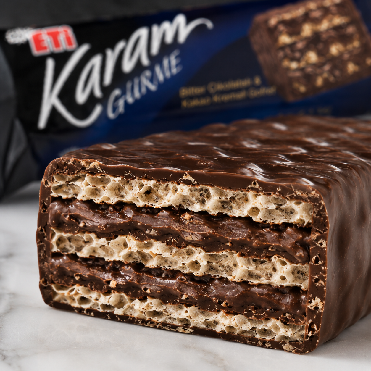 Eti Karam Dark Chocolate Wafer with Cocoa Cream - 50 g, 18 Pieces