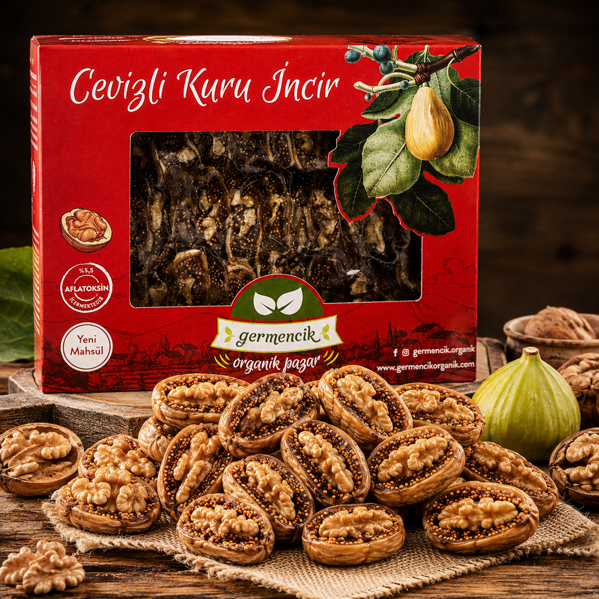 Germencik Organic Dried Figs with Walnuts - Turkey - 500 g