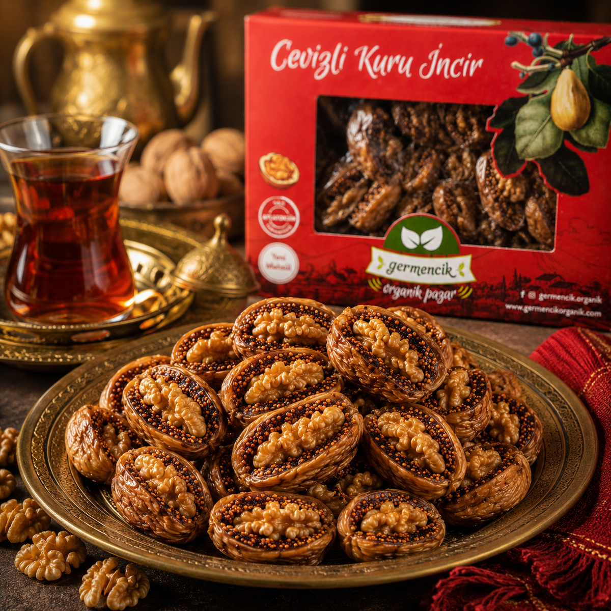 Germencik Organic Dried Figs with Walnuts - Turkey - 500 g