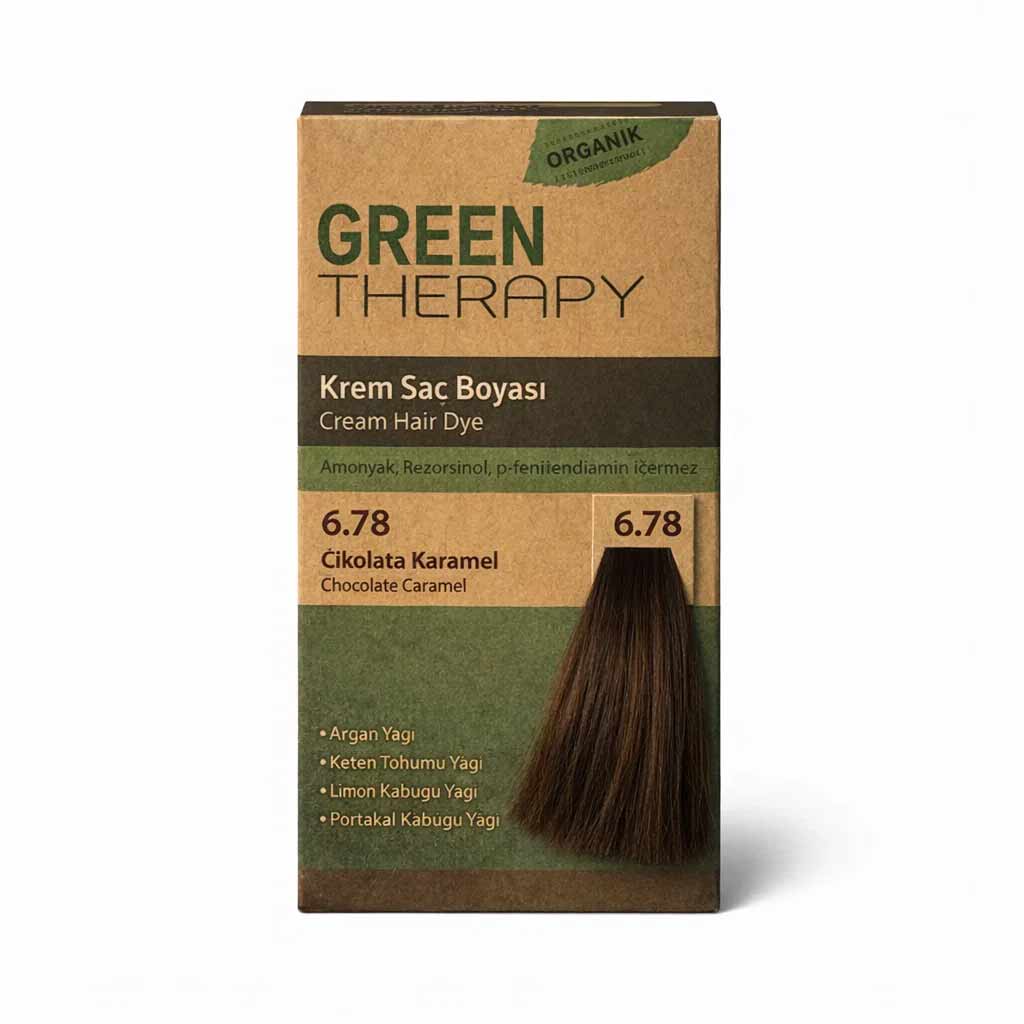 Green Therapy Hair Color Cream 6.78 Chocolate Caramel Permanent Hair Dye