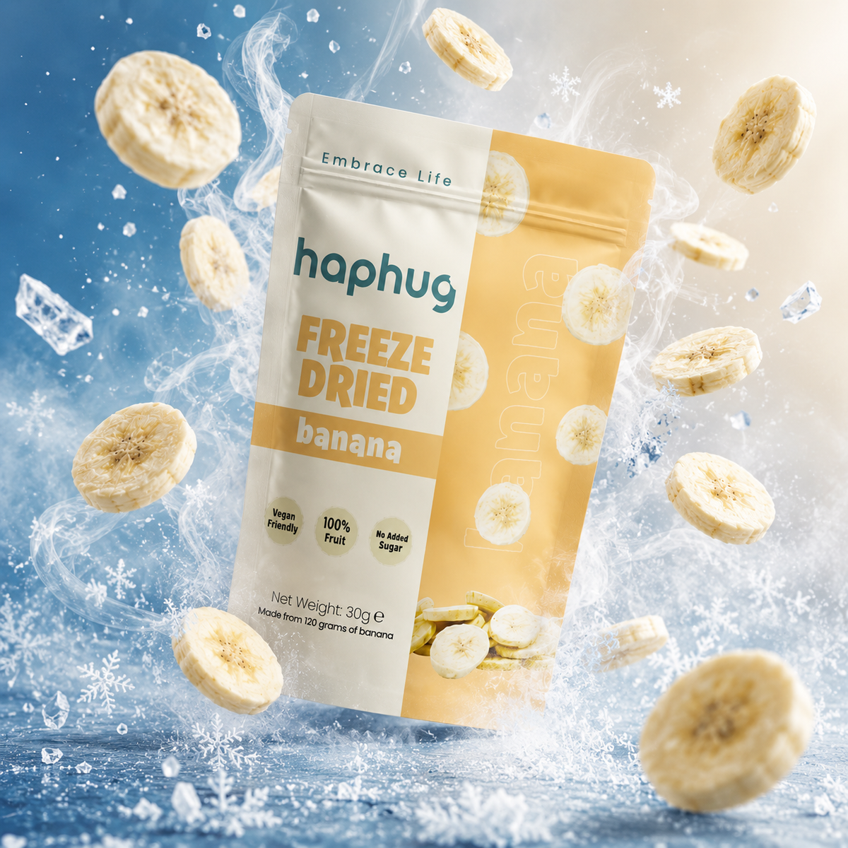 Haphug Freeze-Dried Banana Chips - 100% Banana, No Added Sugar - 30g