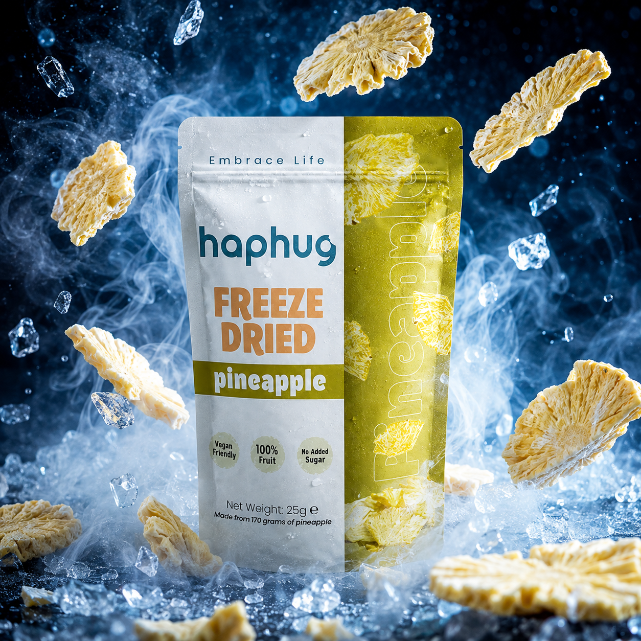 Haphug Freeze-Dried Pineapple Chips - No Added Sugar, No Preservatives - 25g