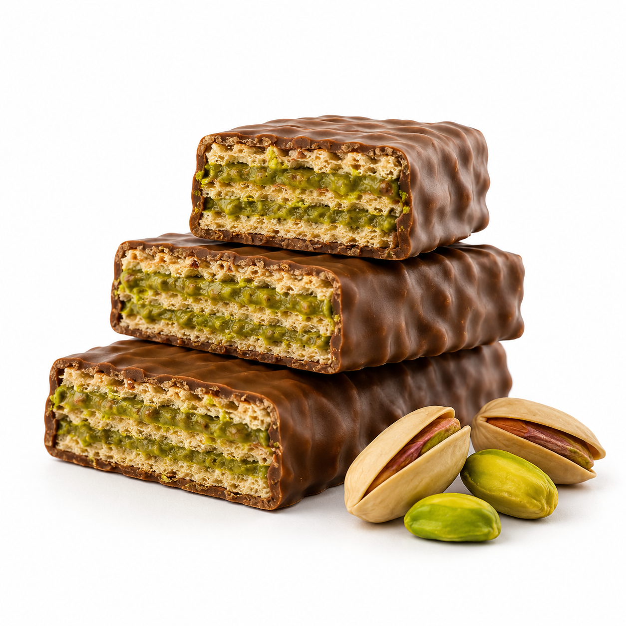 Kahve Dunyasi Gofrik Milk Chocolate Wafer with Pistachio Paste - 125 g, 10 Pieces