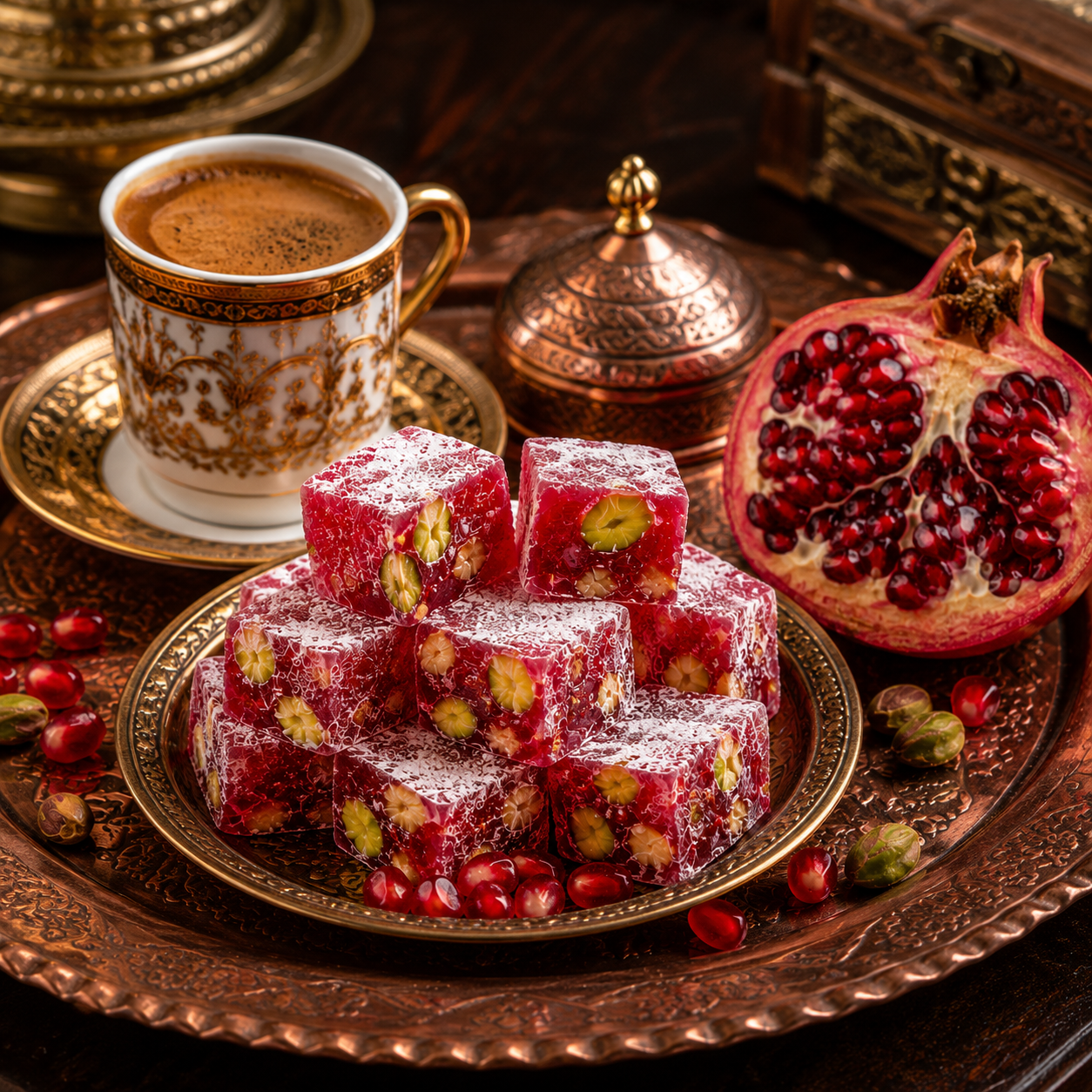 Karakoy Gulluoglu Pomegranate Pistachio Turkish Delight - 1kg