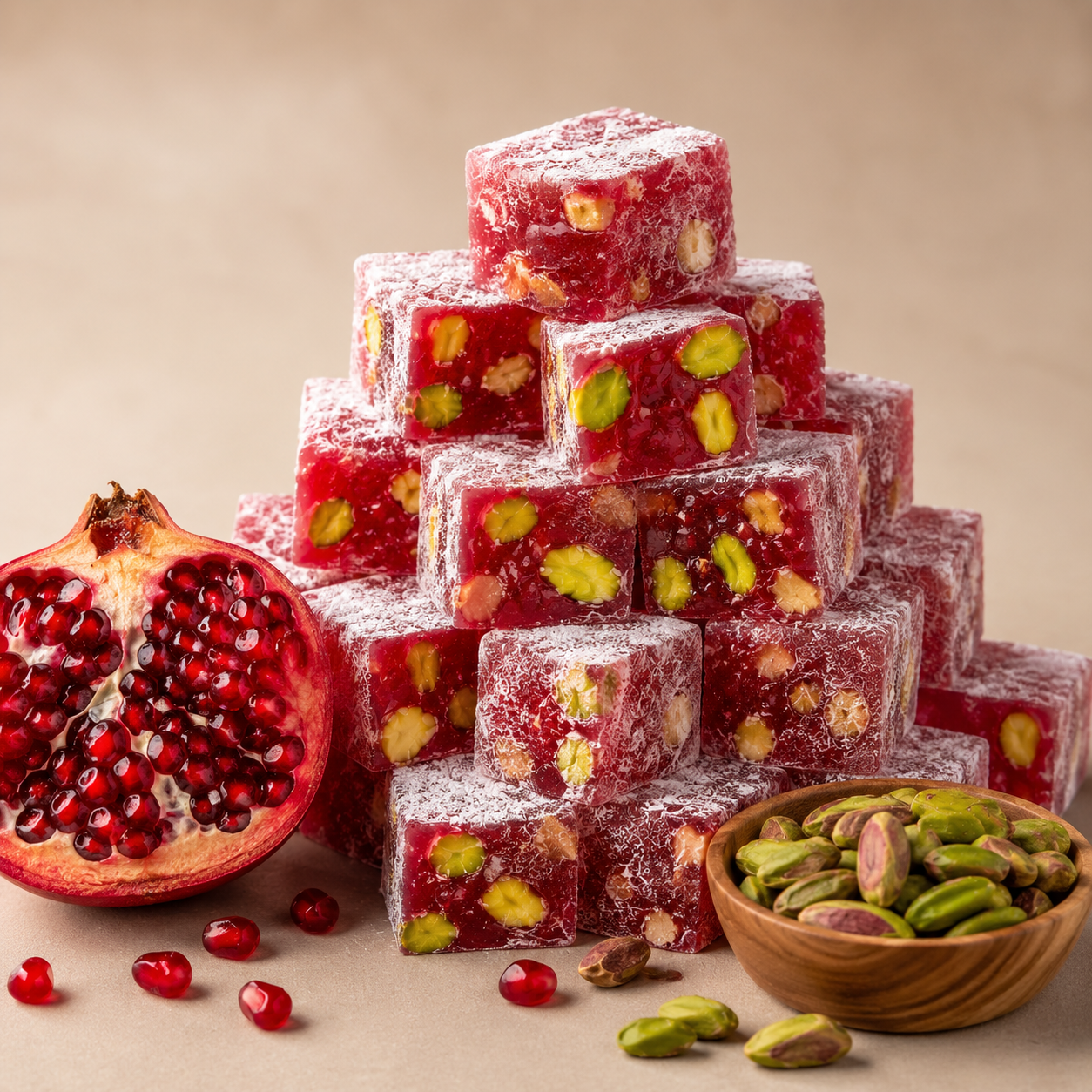 Karakoy Gulluoglu Pomegranate Pistachio Turkish Delight - 1kg
