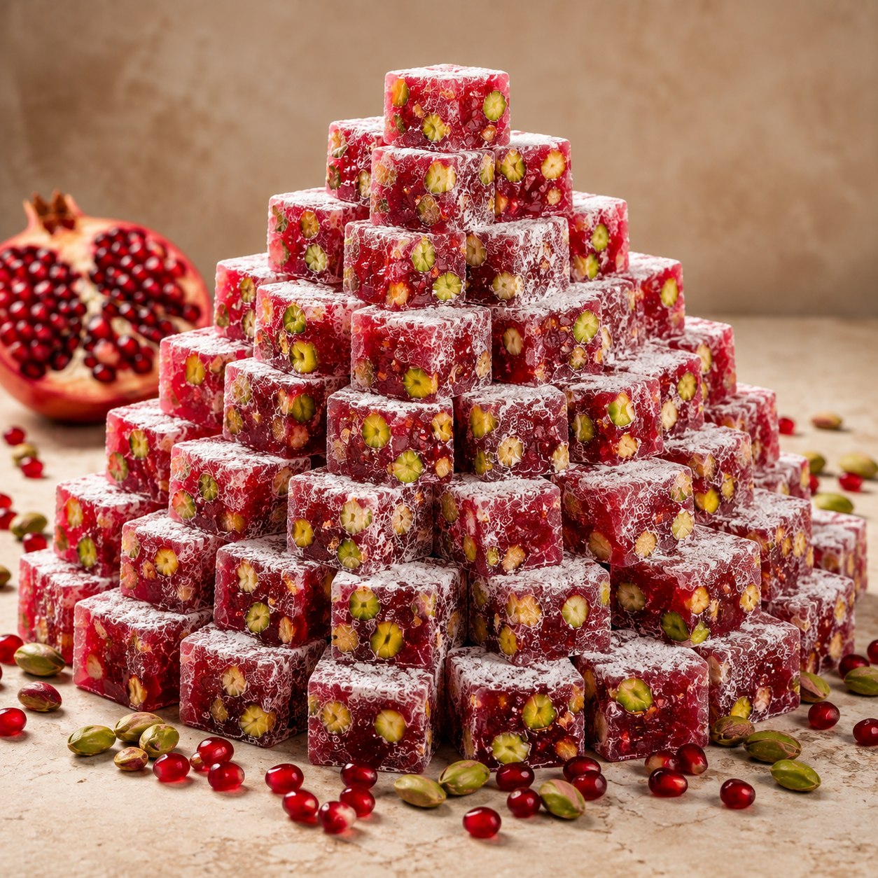 Karakoy Gulluoglu Pomegranate Pistachio Turkish Delight - 1kg