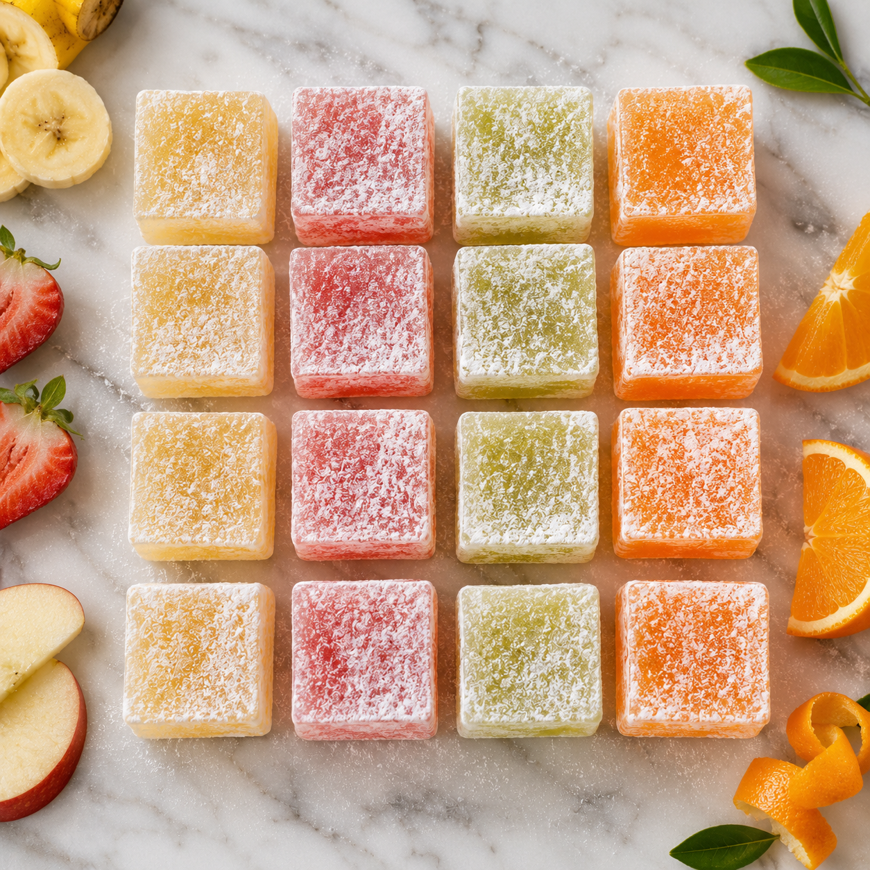 Lokum Atolyesi Mixed Fruit Turkish Delight - Banana, Strawberry, Apple & Orange - 150 g