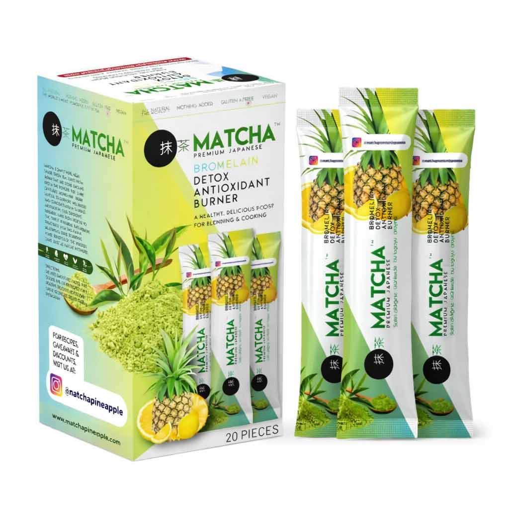 مشروب الماتشا بالأناناس – مزيج ديتوكس فاخر (20 كيس)
