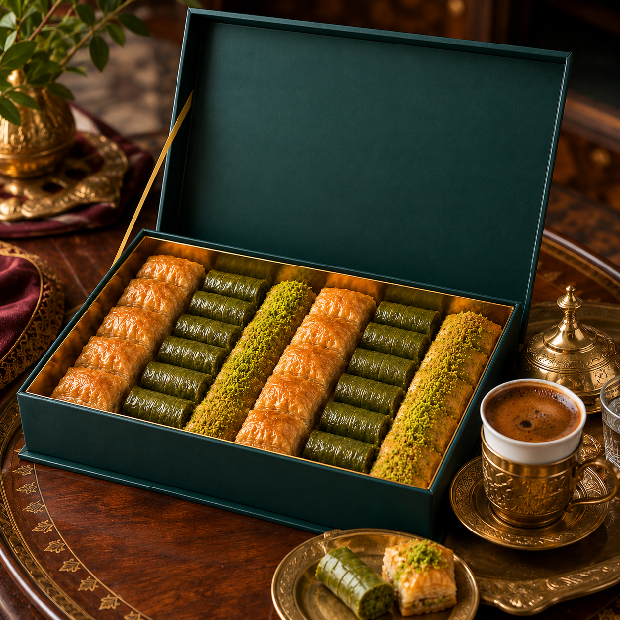 Mixed Turkish Baklava Assortment with Pistachio & Walnut - Gift Box - 1 kg