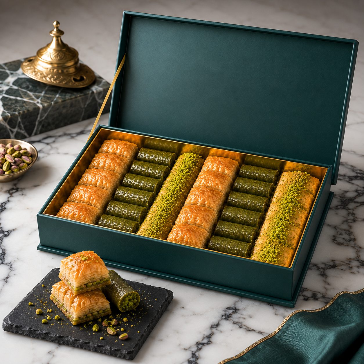 Mixed Turkish Baklava Assortment with Pistachio & Walnut - Gift Box - 1 kg