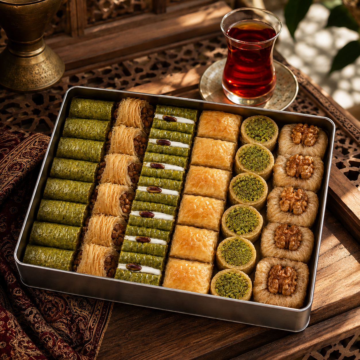تشكيلة بقلاوة تركية مشكلة من مصطفى بالفستق والجوز - 1 كجم