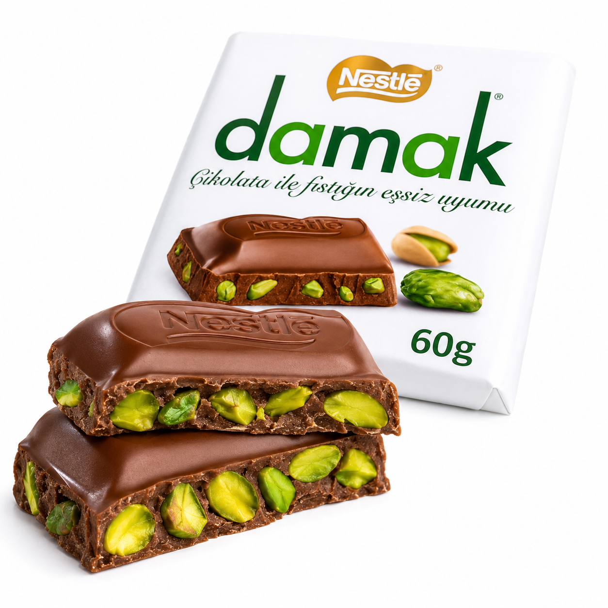 Nestlé Damak Milk Chocolate with 18% Pistachio - 60 g