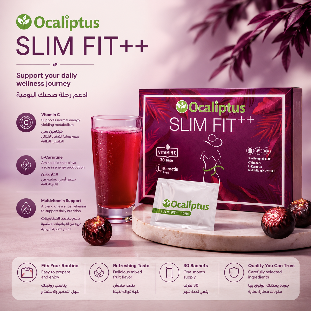 Ocaliptus Slim Fit++ Herbal Tea (Forest Fruit) – 30 Single Sachets