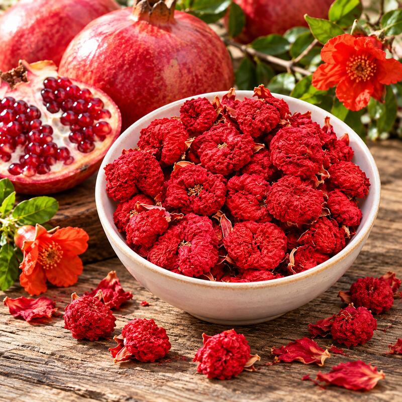 Organic Pomegranate Whole Flower | Natural Dried Flowers for Tea