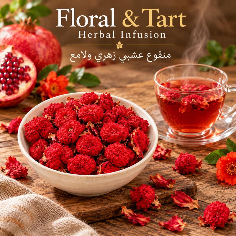 Organic Pomegranate Whole Flower | Natural Dried Flowers for Tea