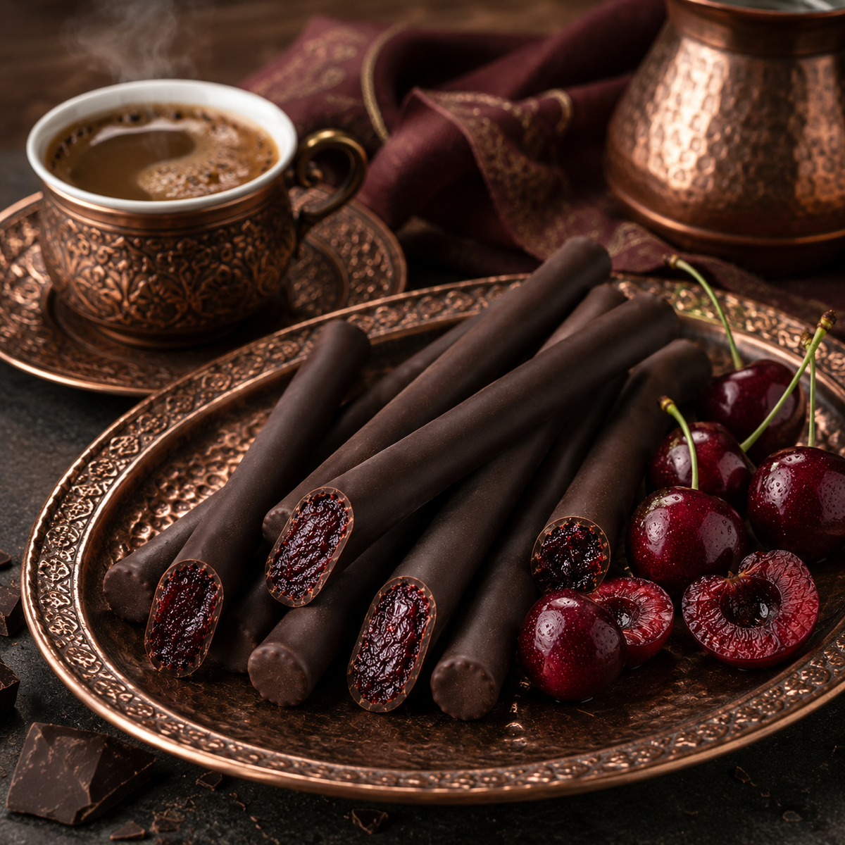 باتيسويس أصابع شوكولاتة داكنة بنكهة الكرز - 80 جم
