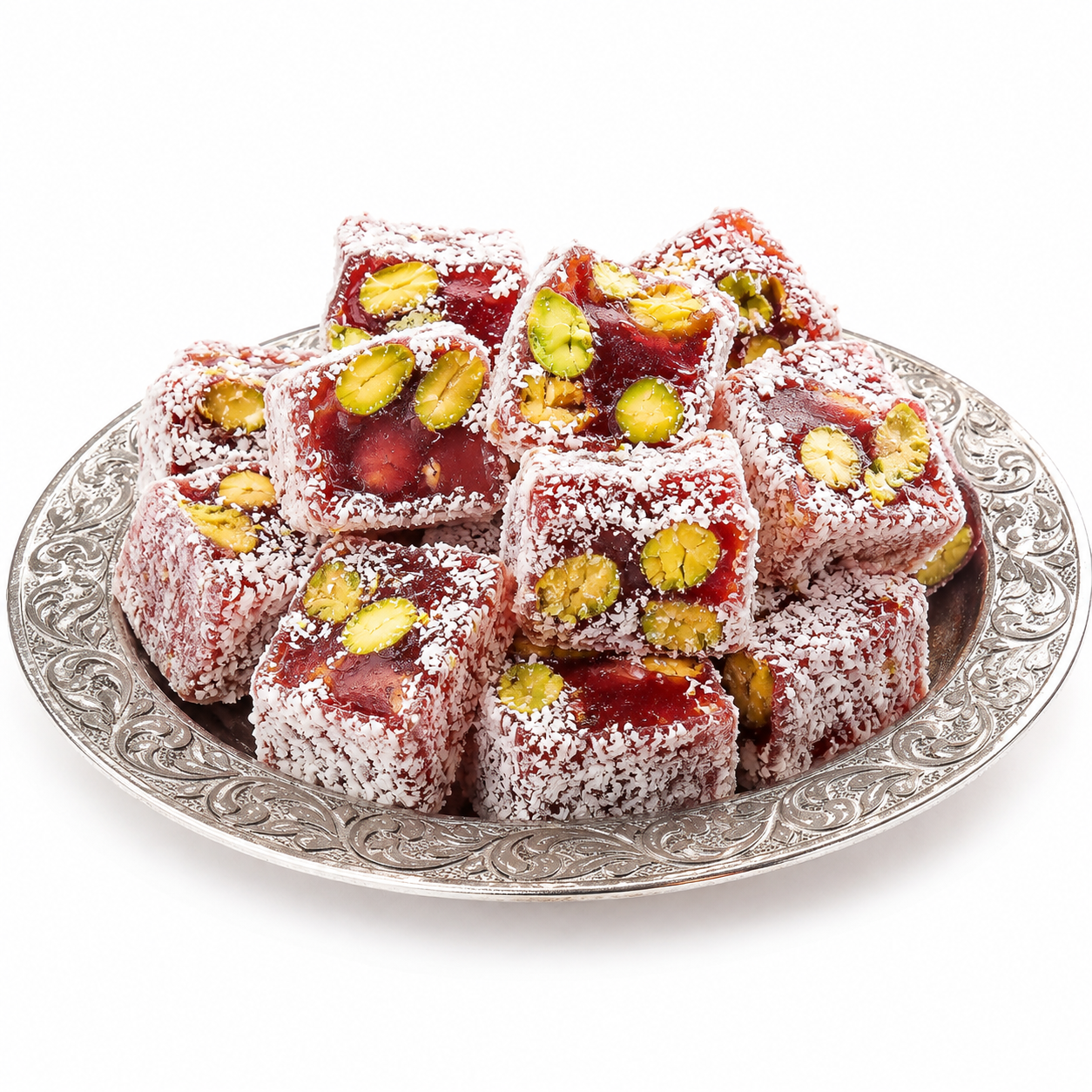 Pomegranate Pistachio Rolled Turkish Delight with Honey - 1kg