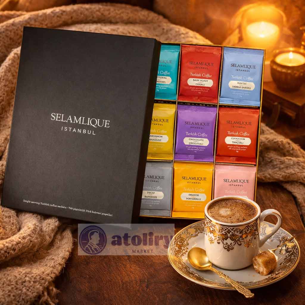 Selamlique Turkish Coffee Sachets Mixed Variety Pack 7g Arabica (63 Sachets)