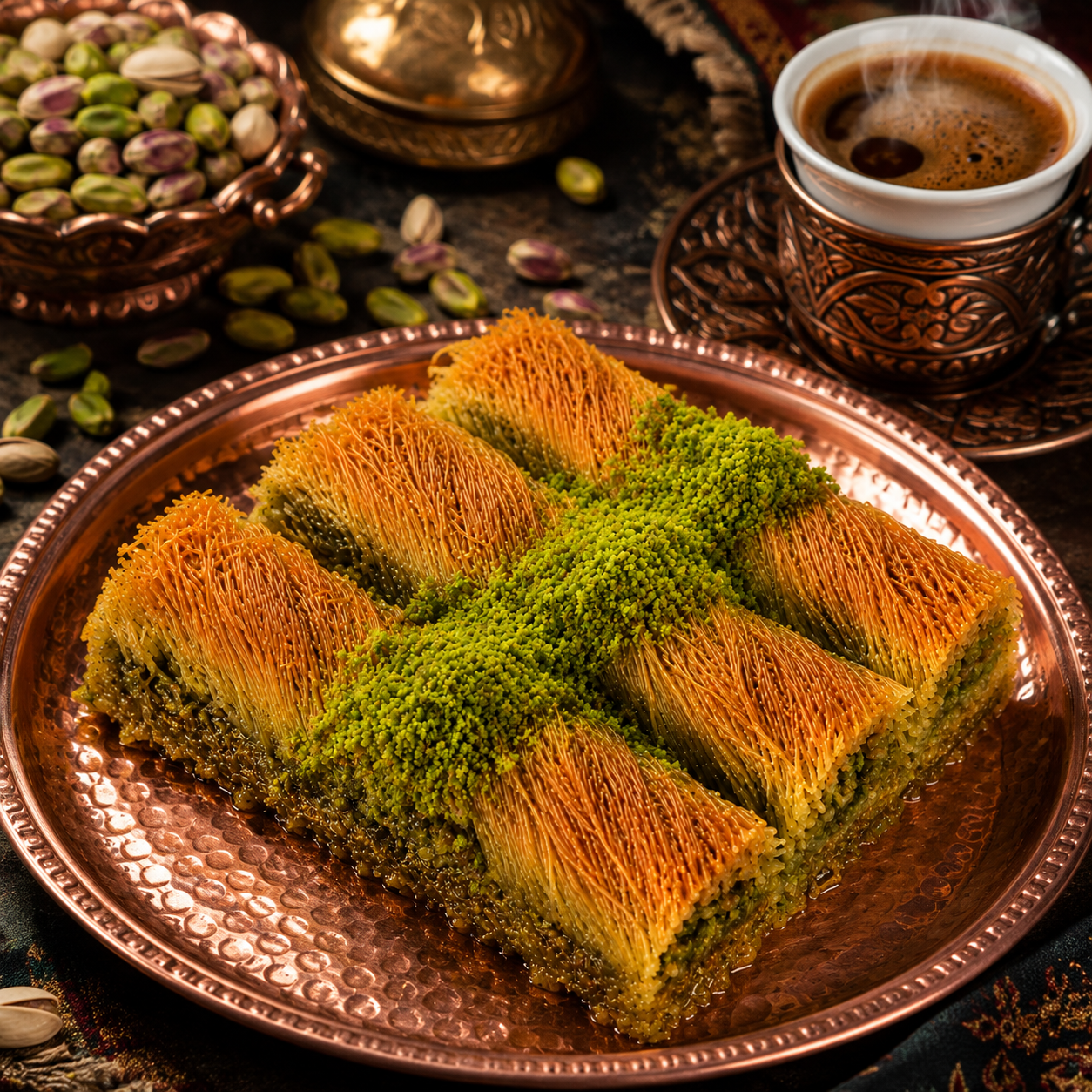 Turkish Pistachio Rolled Kadayif Dessert - 1kg