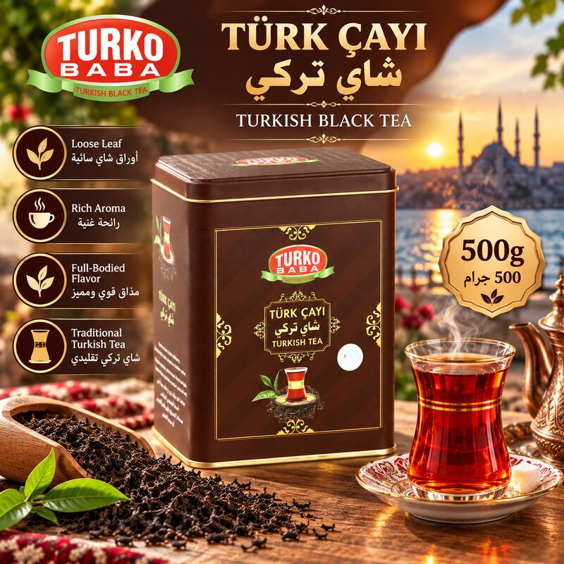 Turko Baba Traditional Turkish Black Tea, Loose Leaf, Tin Box, 500g