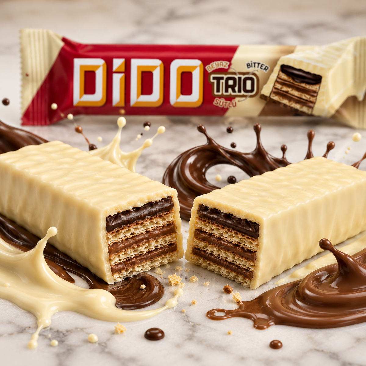 Ulker Dido Trio White & Milk Chocolate Wafer Bar - 36.5g