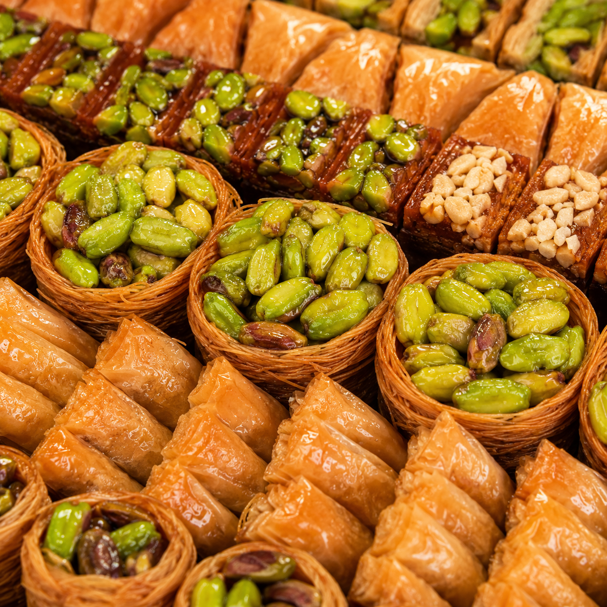 Zaitoune Sweets Mixed Turkish Baklava with Pistachio, Walnut & Cashew 500g