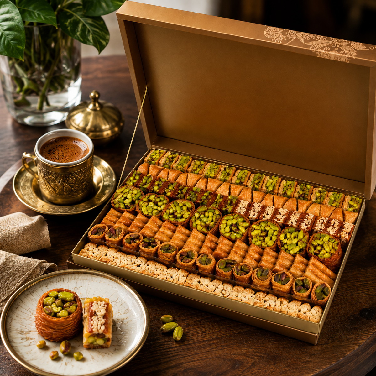Zaitoune Sweets Mixed Turkish Baklava with Pistachio, Walnut & Cashew 500g