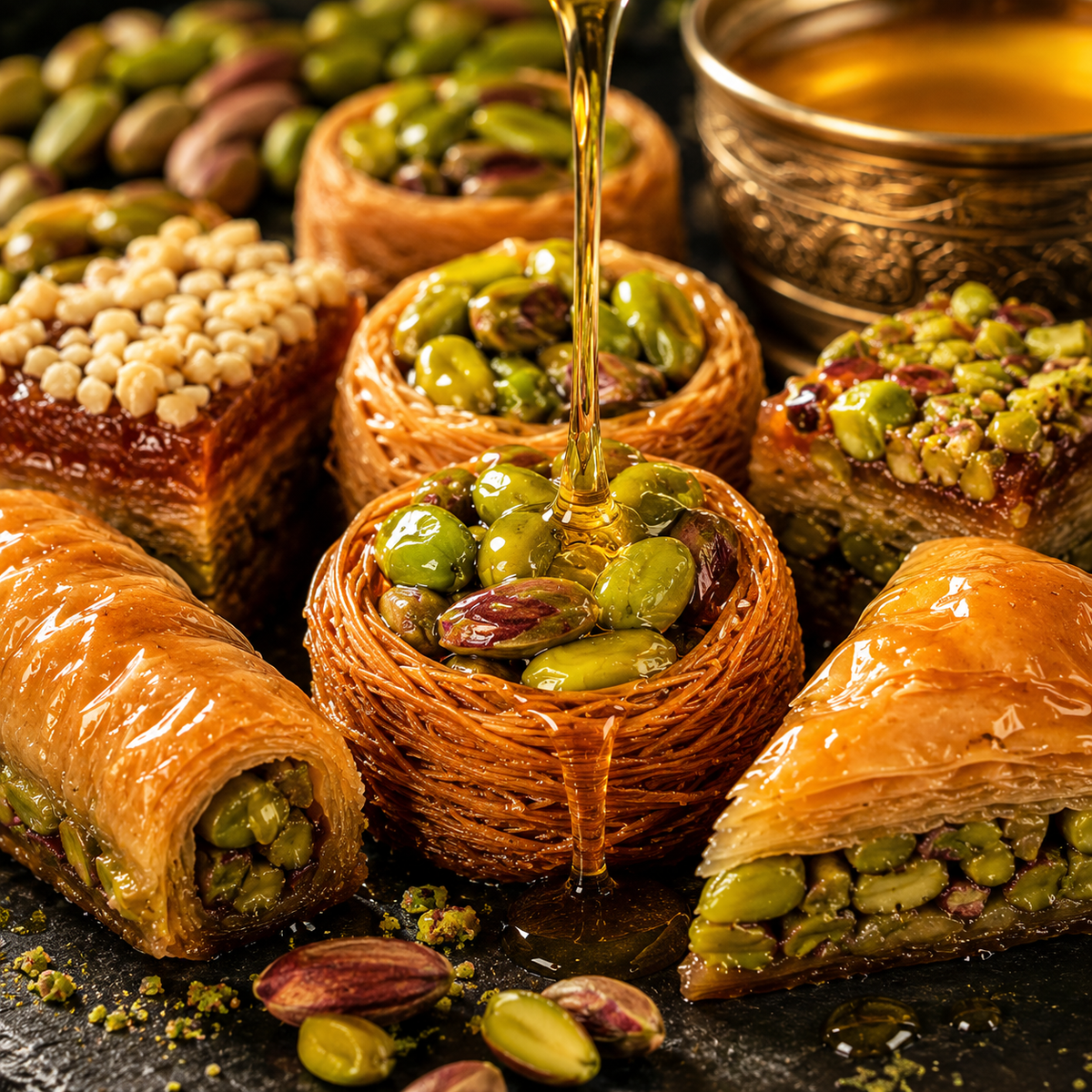 Zaitoune Sweets Mixed Turkish Baklava with Pistachio, Walnut & Cashew 500g