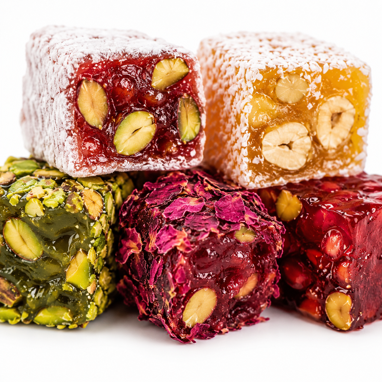 Zaytouna Assorted Turkish Delight (Lokum) - Rose, Mint, Citrus & Pomegranate - 500g