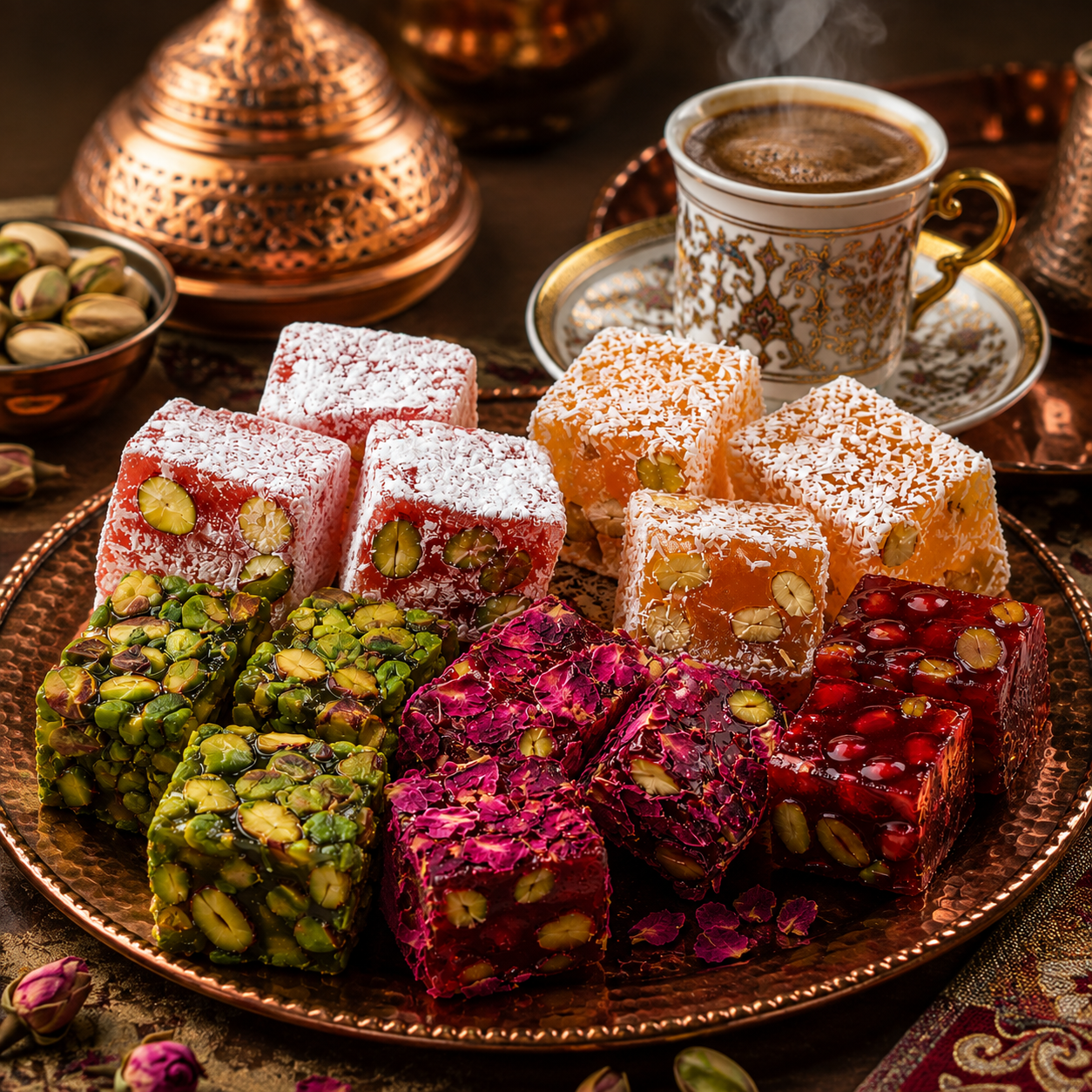 Zaytouna Assorted Turkish Delight (Lokum) - Rose, Mint, Citrus & Pomegranate - 500g